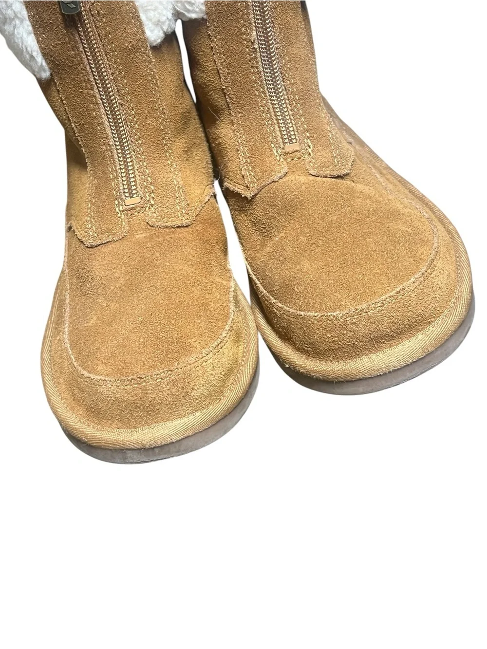 Koolaburra by Ugg Lytta chestnut brown suede front zipper short winter boots